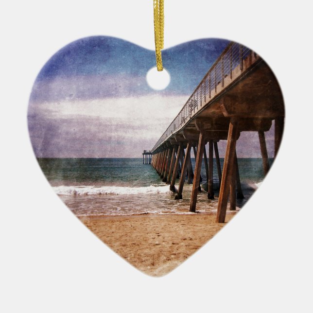 California Pacific Ocean Pier Ceramic Ornament (Front)