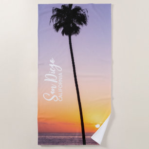 California Palm Tree Beach Sunset San Diego Towel