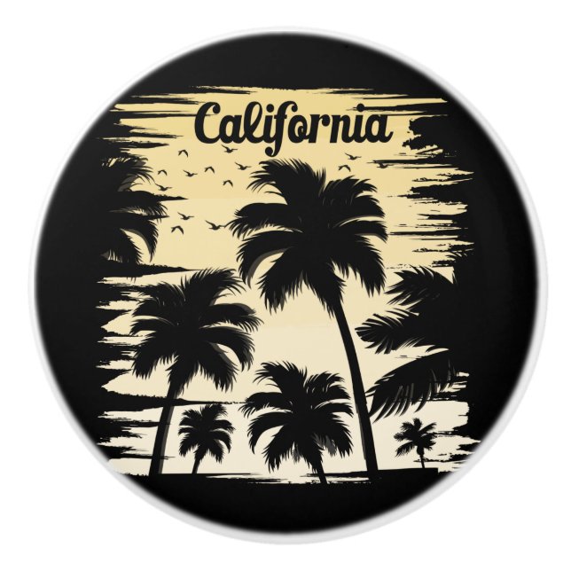 California Palm Tree Ceramic Knob (Front)