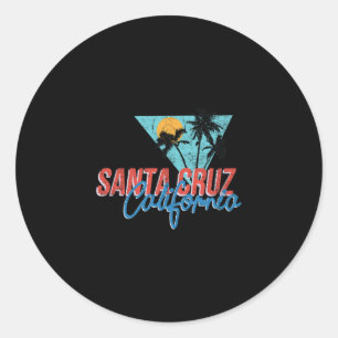 California Palm Tree Santa Cruz Beach Summer Vacat Classic Round Sticker