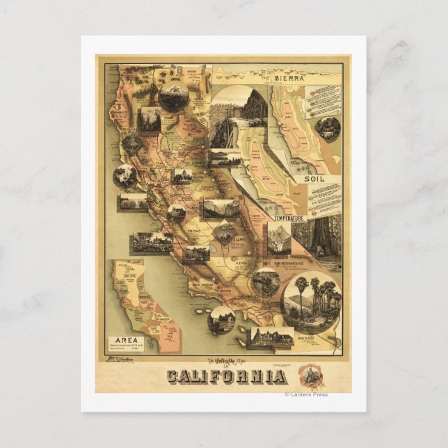 California Panoramic Map Postcard (Front)