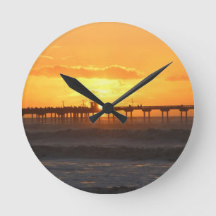 California Peer at Sunset Round Clock