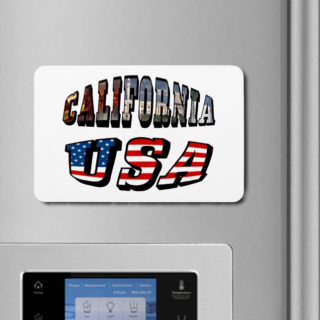 California Picture and USA Flag Text Magnet (California Picture and USA Flag Text Flexible Magnet)