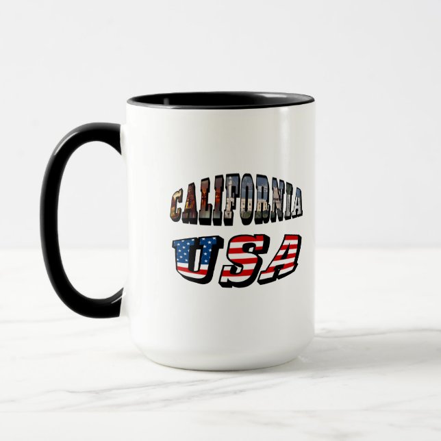 California Picture and USA Flag Text Mug (Left)
