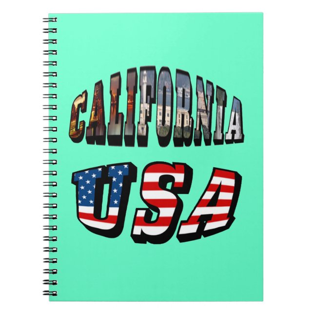 California Picture and USA Flag Text Notebook (Front)
