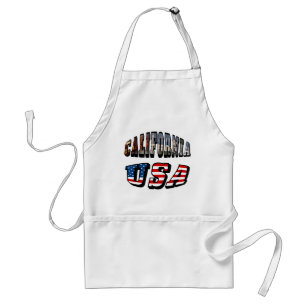 California Picture and USA Flag Text Standard Apron