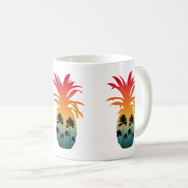 CALIFORNIA PINEAPPLE SUNSET PALM TREES  COFFEE MUG (Front Right)