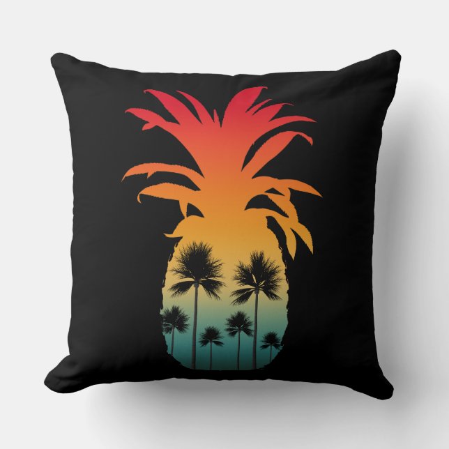 CALIFORNIA PINEAPPLE SUNSET PALM TREES CUSHION (Front)