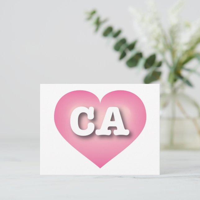 California Pink Fade Heart - I love CA Postcard (Standing Front)