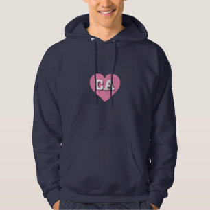 California Pink Heart - I love CA Hoodie