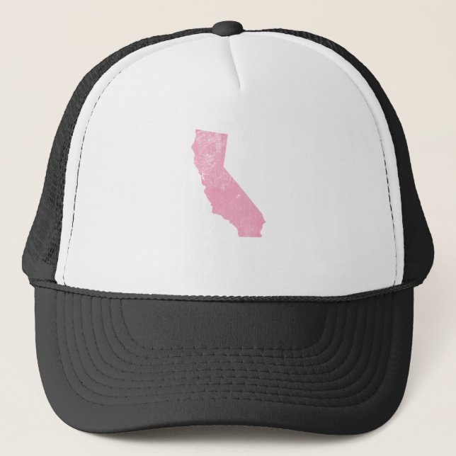 California Pink Vintage Grunge Trucker Hat (Front)