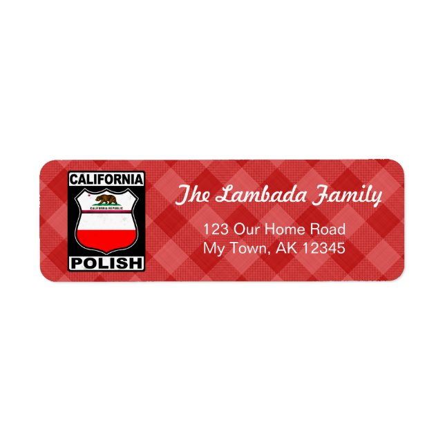 California Polish American Address Labels (Front)