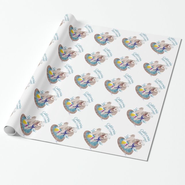 California Poodle Wrapping Paper (Unrolled)