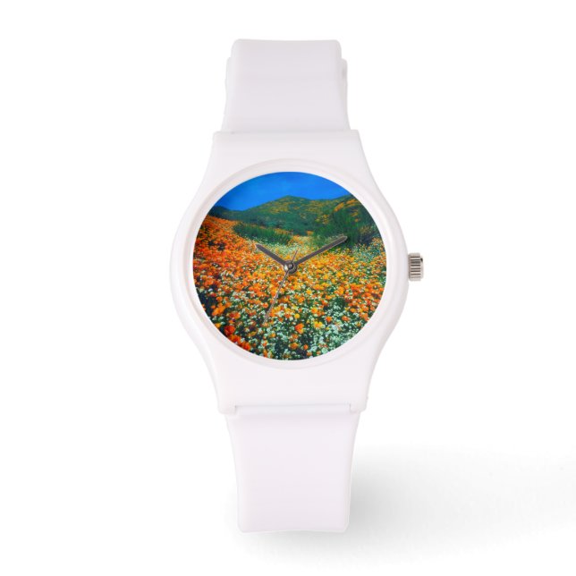California Poppies and Popcorn wildflowers Watch (Front)