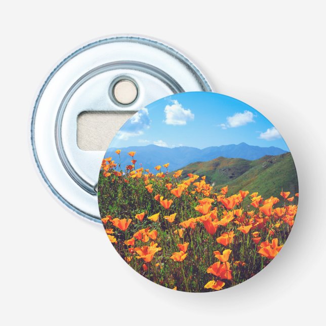 California poppies covering a hillside bottle opener (Front)