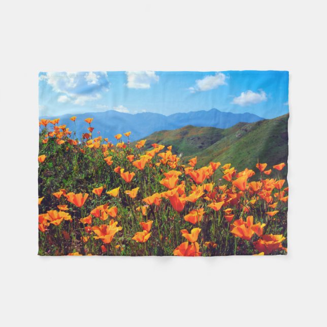 California Poppies Covering a Hillside Fleece Blanket (Front (Horizontal))