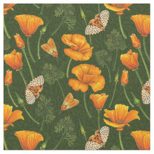 California poppies fabric