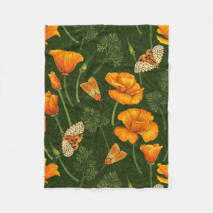 California poppies fleece blanket