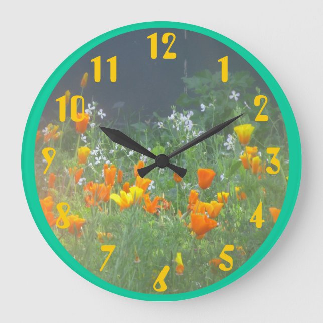 California Poppies Large Clock (Front)