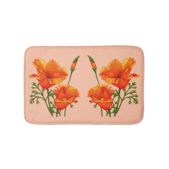 California poppies print bath mat (Front)