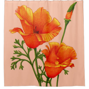 California poppies print shower curtain