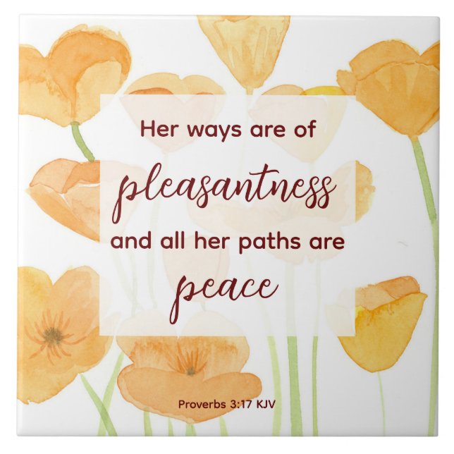 California Poppies Scripture Proverbs Bible Ceramic Tile (Front)