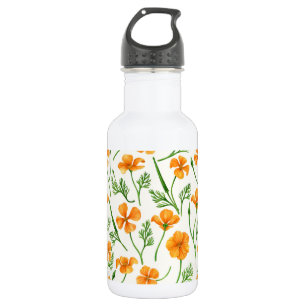 California poppies, summertime flowers, orange wil 532 ml water bottle