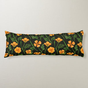 California poppies, summertime flowers, orange wil body cushion