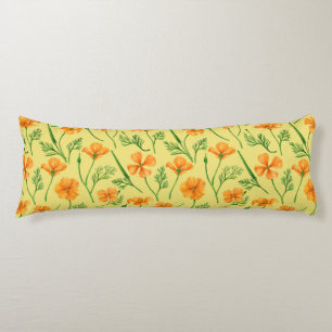 California poppies, summertime flowers, orange wil body cushion