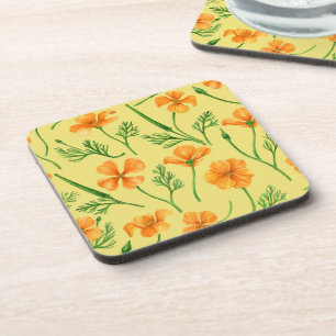 California poppies, summertime flowers, orange wil coaster