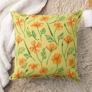 California poppies, summertime flowers, orange wil cushion