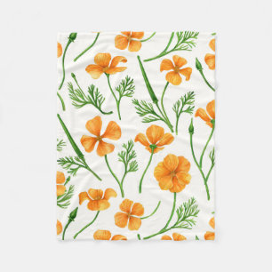 California poppies, summertime flowers, orange wil fleece blanket