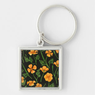 California poppies, summertime flowers, orange wil key ring