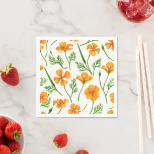 California poppies, summertime flowers, orange wil napkin