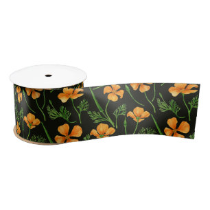 California poppies, summertime flowers, orange wil satin ribbon