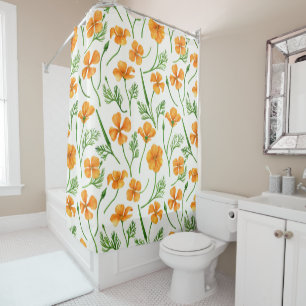California poppies, summertime flowers, orange wil shower curtain