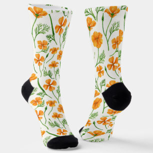California poppies, summertime flowers, orange wil socks