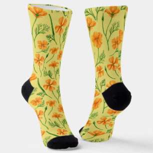 California poppies, summertime flowers, orange wil socks