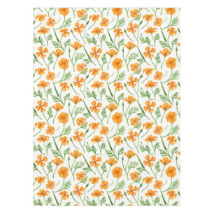 California poppies, summertime flowers, orange wil tablecloth