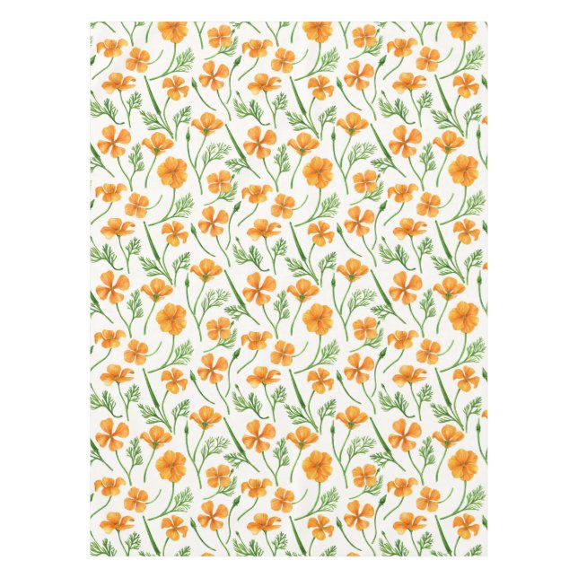 California poppies, summertime flowers, orange wil tablecloth (Front)