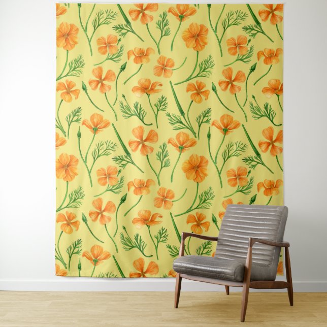 California poppies, summertime flowers, orange wil tapestry (In Situ)