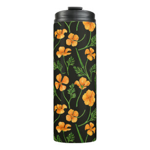 California poppies, summertime flowers, orange wil thermal tumbler