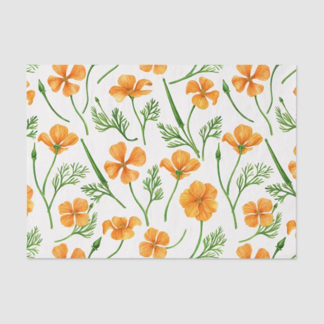 California poppies, summertime flowers, orange wil tissue paper (Front)