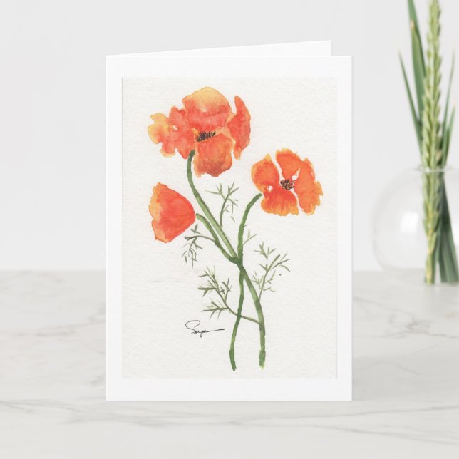 California Poppies Thank You Card (Front)