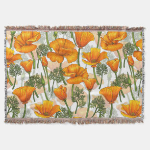 California poppies throw blanket