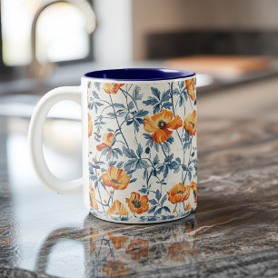 California Poppies Two-Tone Coffee Mug
