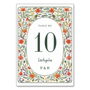 California Poppies Wedding Table Number