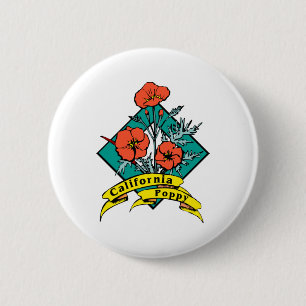 California Poppy 6 Cm Round Badge