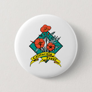 California Poppy 6 Cm Round Badge