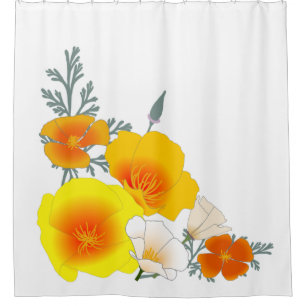 California Poppy Bouquet (Corner) Shower Curtain